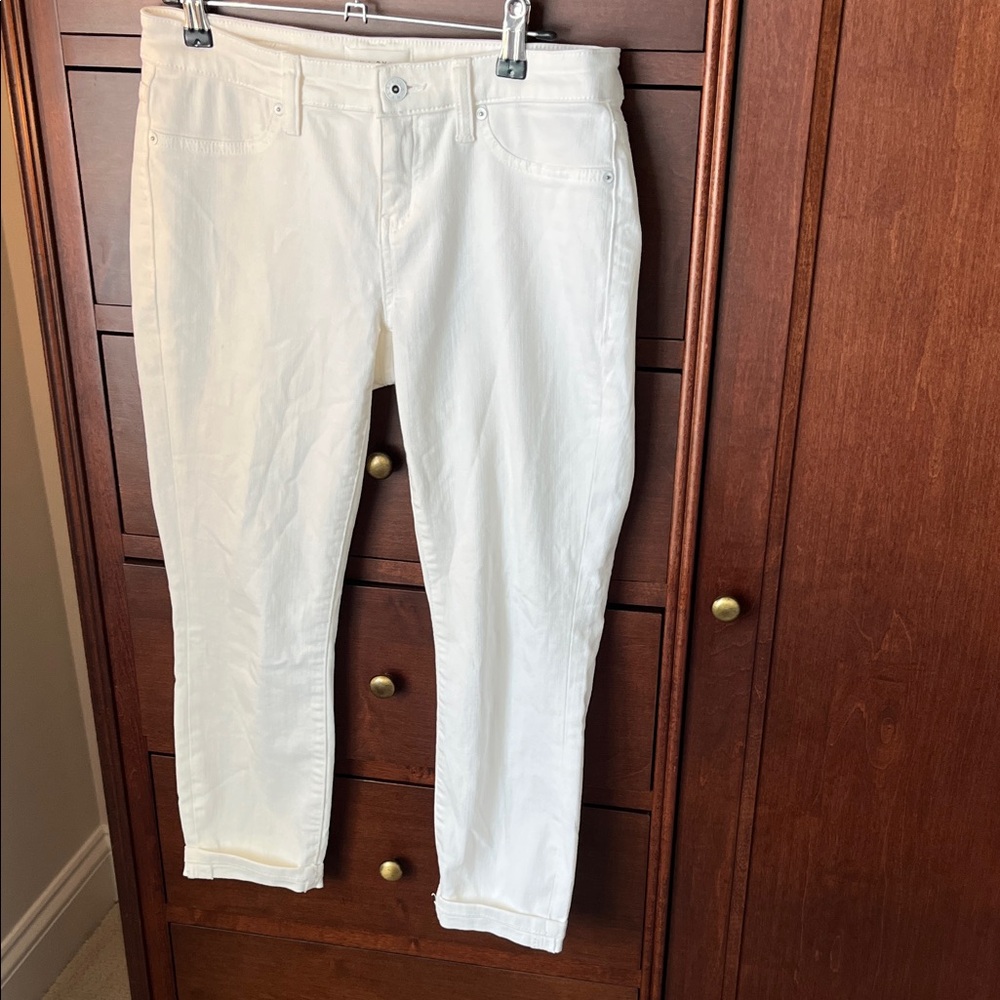 LILA RYAN White Cropped Stretch Denim Jeans
